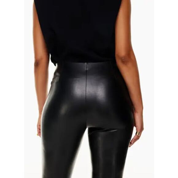 Aritzia Babaton Women's Frida Black High Waisted Vegan Leather Pleather Pants 12 - Picture 3 of 11